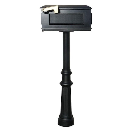 Qualarc The Hanford Quad Black Mailbox Post System with Scroll Supports & Mounting Plate - 70 x 36 x 20 in. HPWS4-800-LM